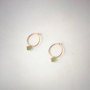 Elegant Gold Hoop Earrings with Green Accents